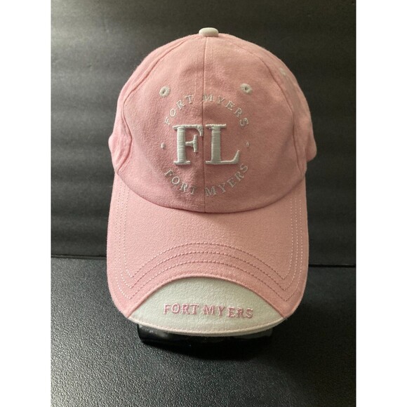 Unbranded Accessories - FORT MYERS, FLORIDA SOUVENIR TOURIST BASEBALL CAP HAT PINK/WHITE OSFM